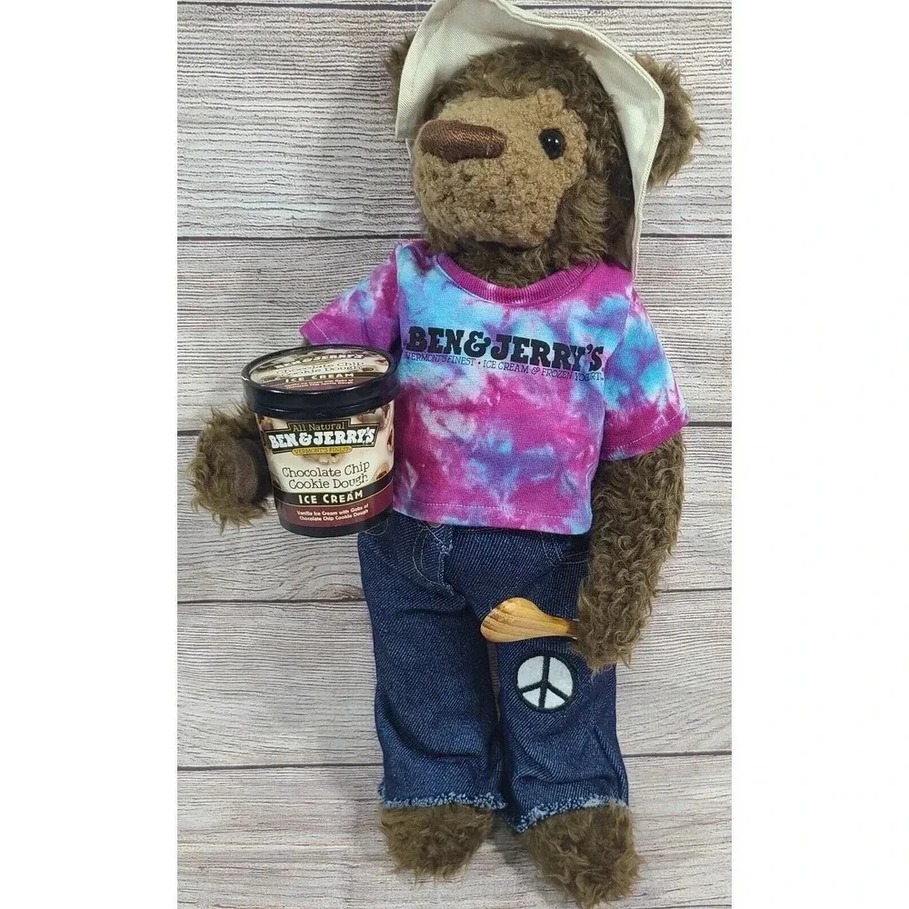 Douglas Ben & Jerrys 1st Edition Collectible Plush Bear Brown Tie Dye Shirt 16